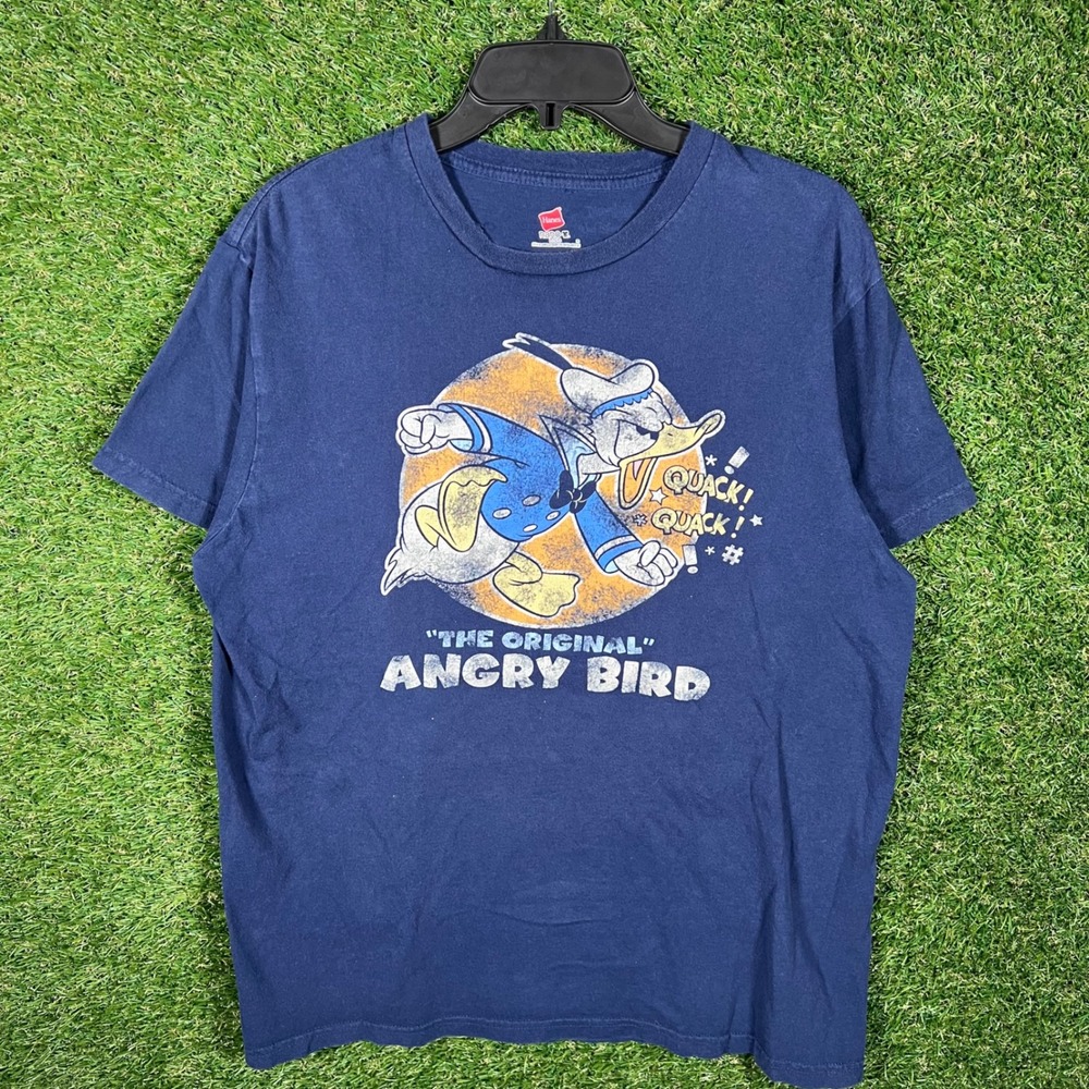Disney Donald Duck The Original Angry‎ Bird Graphic T Shirt Navy Blue L